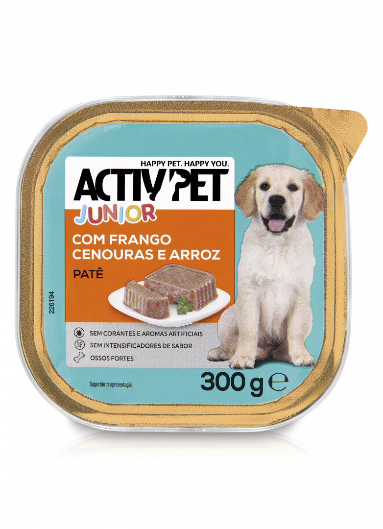 Comida Húmida Para Cão Júnior Frango E Arroz Activpet 0.3Kg