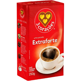Café Moído Torrado Moagem Fina Extra Forte 3 Corações 250 gr