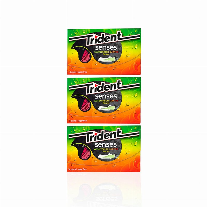 Trident Senses Pastilha Elástica Watermelon 23 gr - Pack 3 X 23 gr