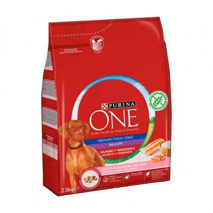 Comida Seca Para Cão +10 kg Delicate Com Salmão Purina One 2.5Kg