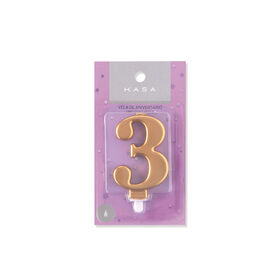 Vela Nº3 8Cm Dourado Kasa