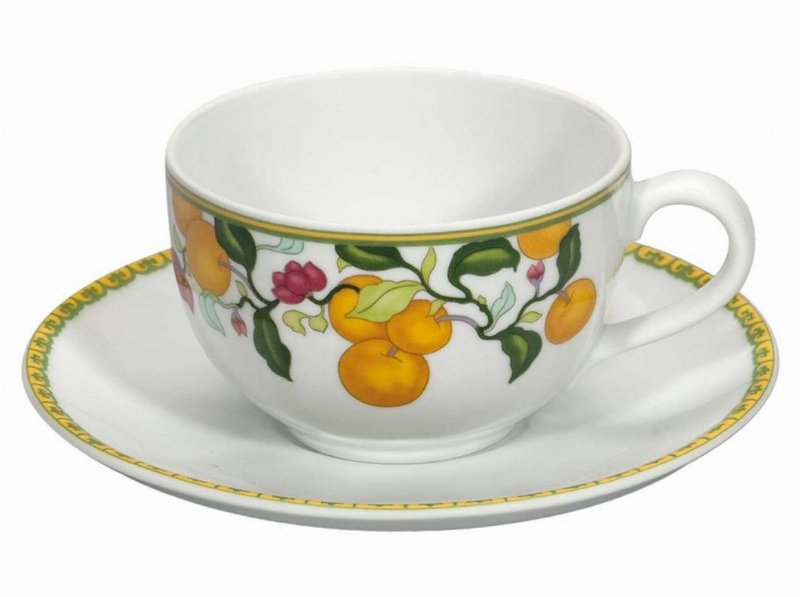 Chávena De Chá Com Pires Algarve Vista Alegre Decorado Porcelana Ø28.5Cm