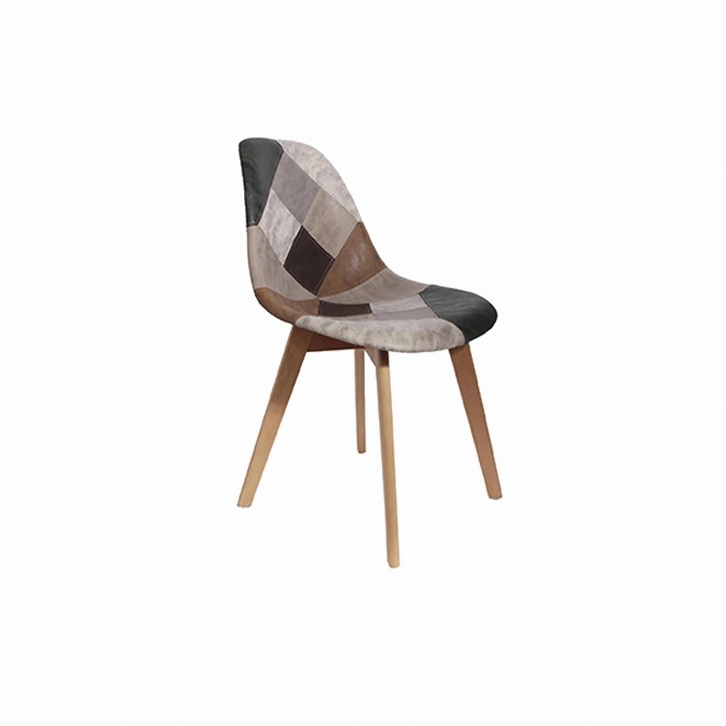 Hkh Cadeira Escandinava Patchwork Cinza