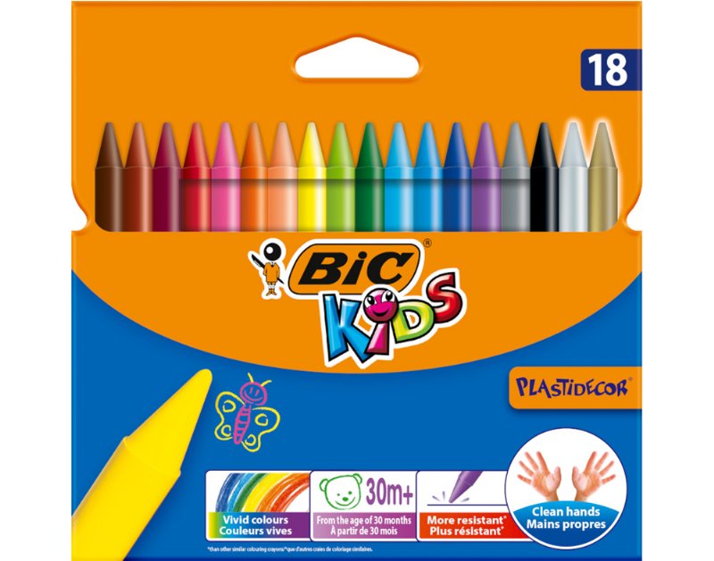 Lápis De Cera Kids Bic Plastidecor 18 Unidades