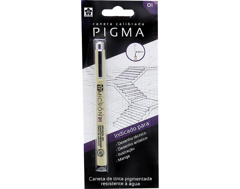 Caneta Tinta Pigmentada Pigma Micron 01 Preto 0.25Mm