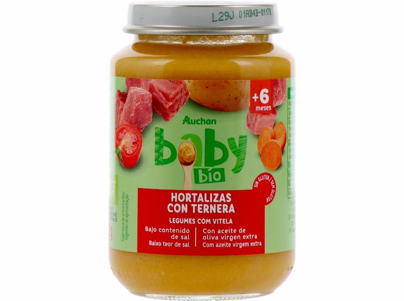 Refeição Auchan Baby Bio Legumes Vitela Sem Glúten 200 g