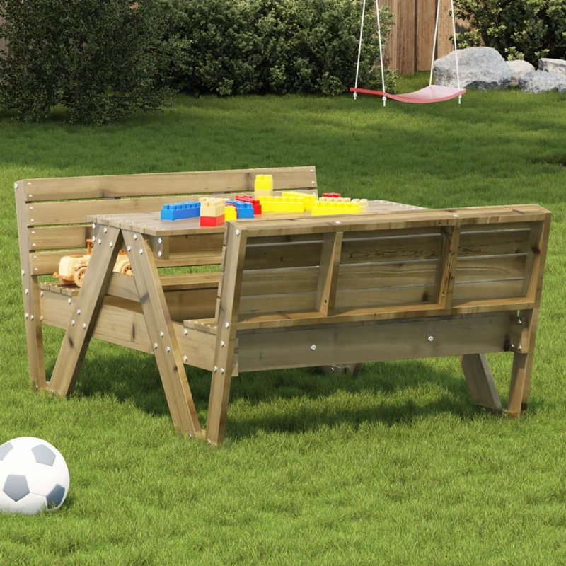 Hkh Mesa De Piquenique Para Crianças 88X122X58 Cm Pinho Impregnado - Marrom
