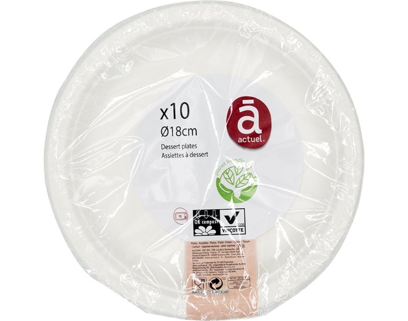 Prato Descartável Actuel Cartão Eco 18Cm Pack 10 Unidades