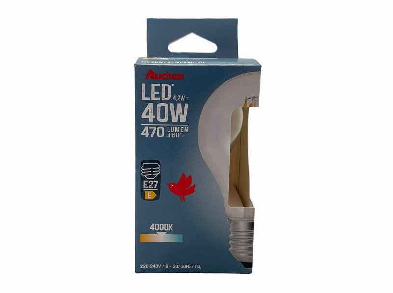 Lâmpada Led Standard Auchan E27 40W Luz Branca Clara