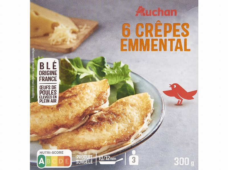 Crepes Auchan Queijo Emmental 6Un 300 g