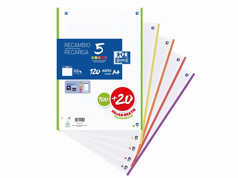 Recarga Dossier Oxford A4 Quadriculada 100+20 Folhas