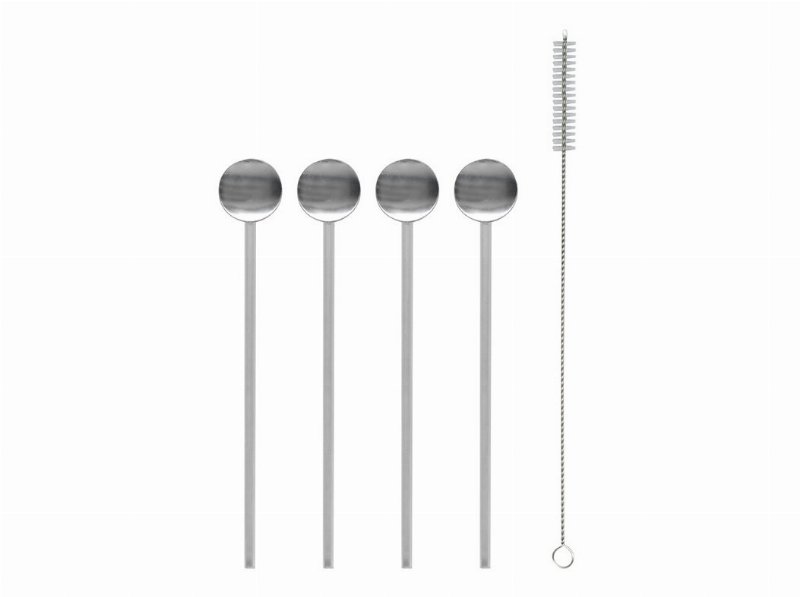 Conjunto De 4 Palhinhas Colher Actuel Inox + Escovilhão