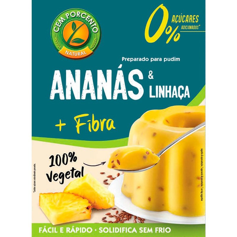 Pudim Sem Açúcar De Ananás E Linhaça 70 g
