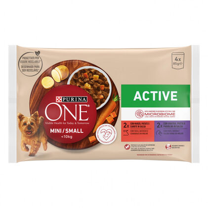 Comida Húmida Para Cão <10 kg Active Com Vaca E Pato Purina One 0.34Kg