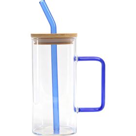 Copo Com Palhinha E Asa 370 ml Azul Kasa