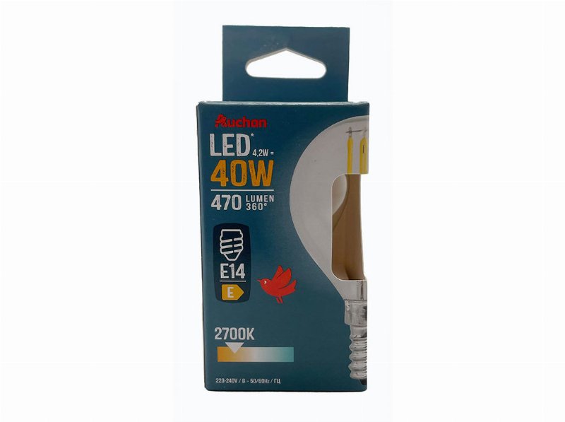 Lâmpada Led Esférica Auchan E14 40W Luz Amarela