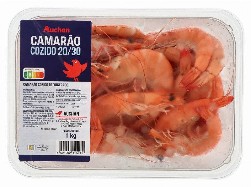 Camarão Cozido Vannamei Auchan 20/30 1 kg