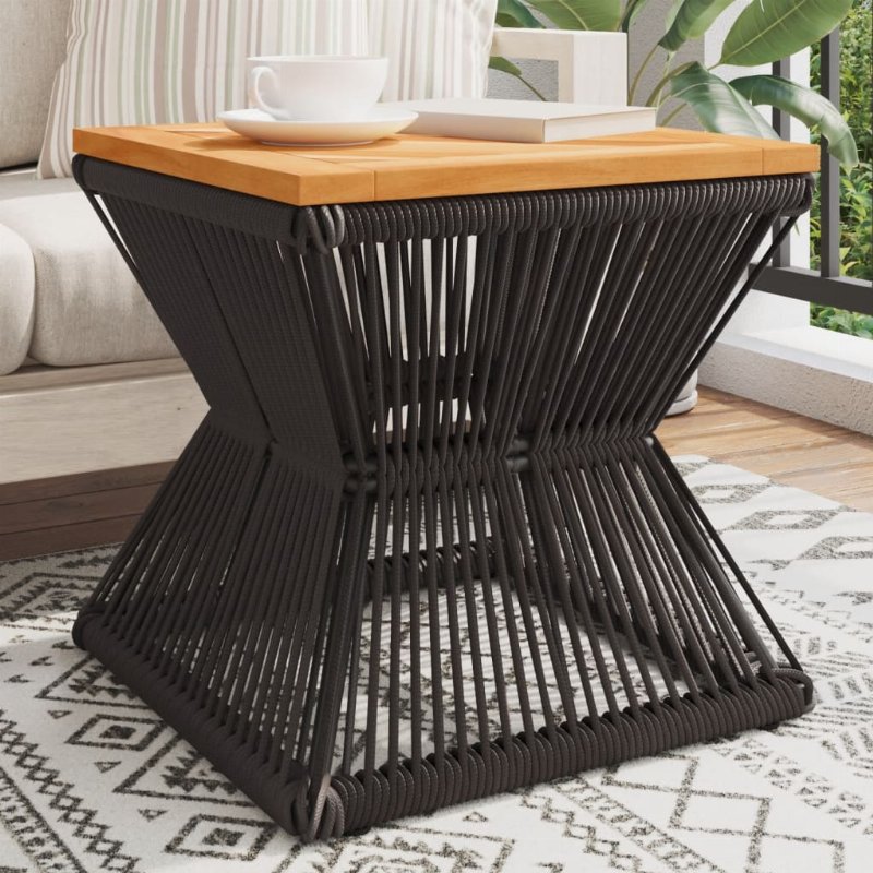Hkh Mesa De Centro Com Base De Arame 38X38X38 Cm Acácia Maciça - Marrom