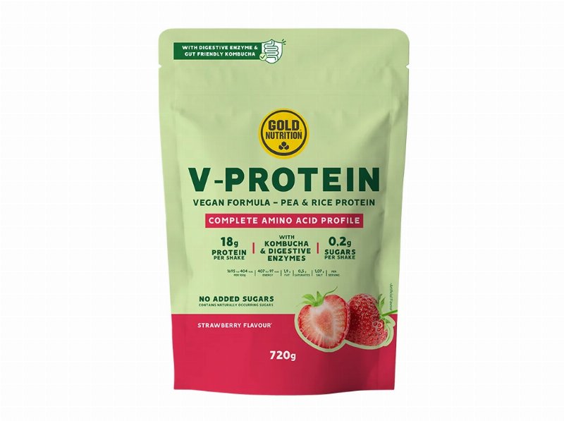 Proteina Vegetal Goldnutrition V-Protein Strawberry 720 g