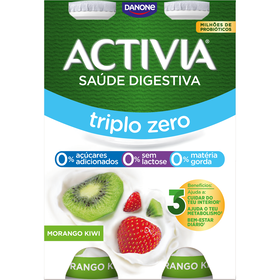 Iogurte Líquido Bifidus Triplo 0% Morango E Kiwi Sem Lactose Activia Danone 620 gr (4 Un)