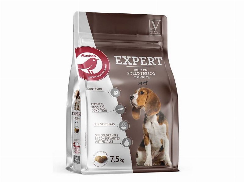 Ração Para Cão Auchan Expert Rico Em Frango Fresco E Arroz 7.5 kg