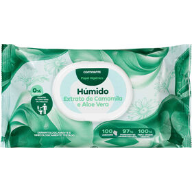 Papel Higiénico Húmido Camomila E Aloe Vera Continente 100 Un