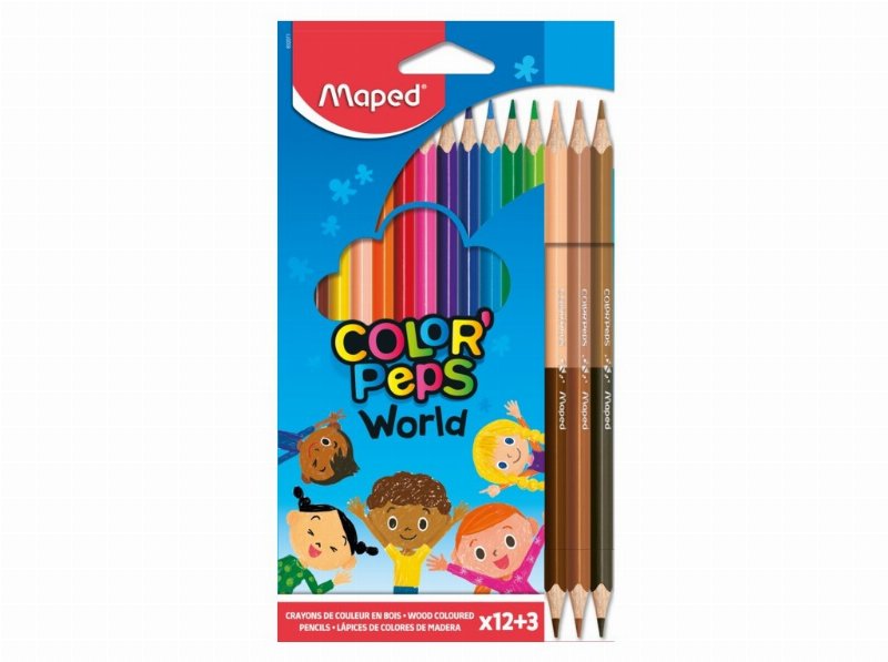 Lápis De Cor Maped Peps World 12+3 Unidades