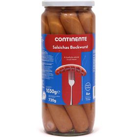 Salsichas Bockwurst Frasco 8 Un Sem Glúten Continente 1030 gr (Peso Escorrido 720 gr)