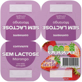 Iogurte Aroma Morango Sem Lactose Continente 500 gr (4 Un)