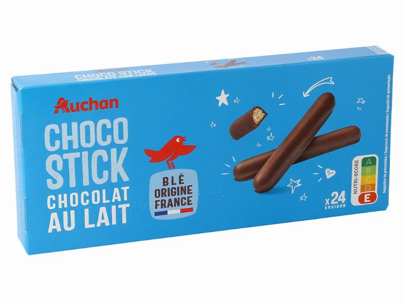 Palitos De Bolacha Auchan Com Cobertura De Chocolate Leite 24Un (Aprox) 150 g