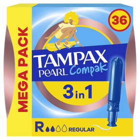 Tampões Compak Pearl Regular Com Aplicador Tampax 36 Un