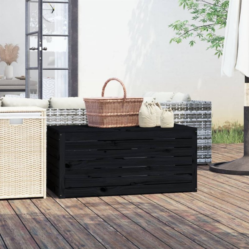 Hkh Caixa De Jardim 101X50,5X46,5 Cm Madeira De Pinho Maciça - Preto