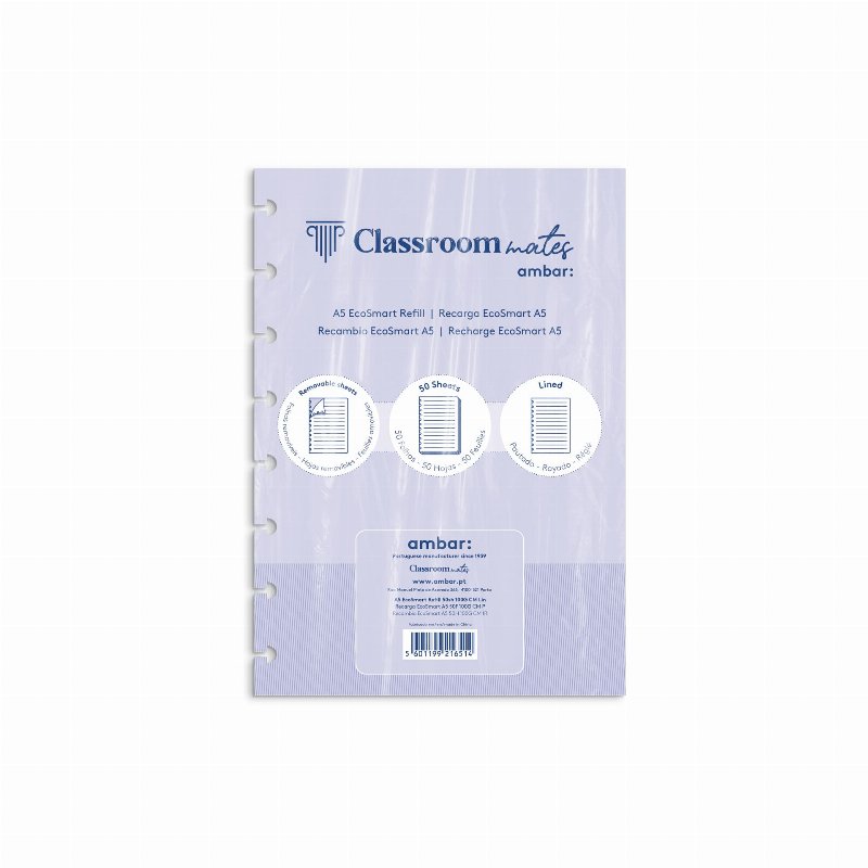 Recarga De Caderno Ecosmart Ambar Pautado A5 50 Folhas