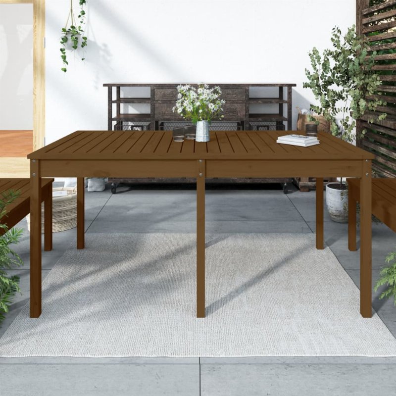 Hkh Mesa De Jardim 159,5X82, Pinho Maciço Castanho-Mel - Marrom