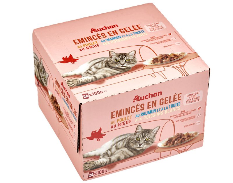 Comida Húmida Para Gato Auchan Saquetas Pedaços Em Geleia Mix 24X100 g