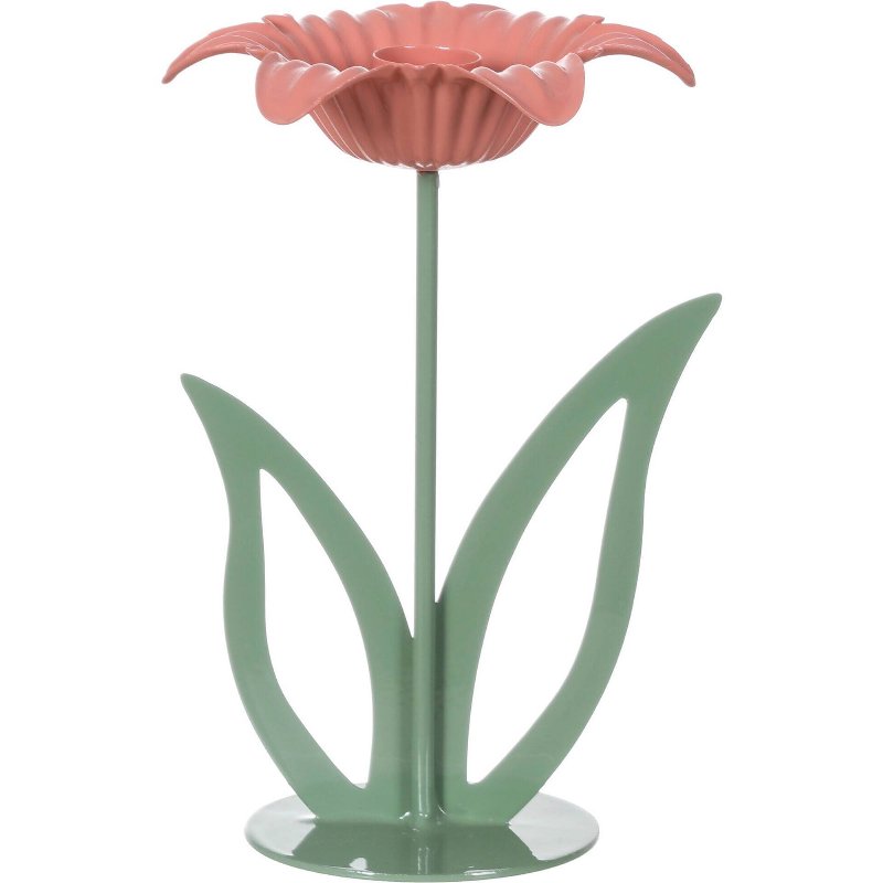 Porta Vela Alto Flor 12,5X10,5X18Cm Rosa Kasa