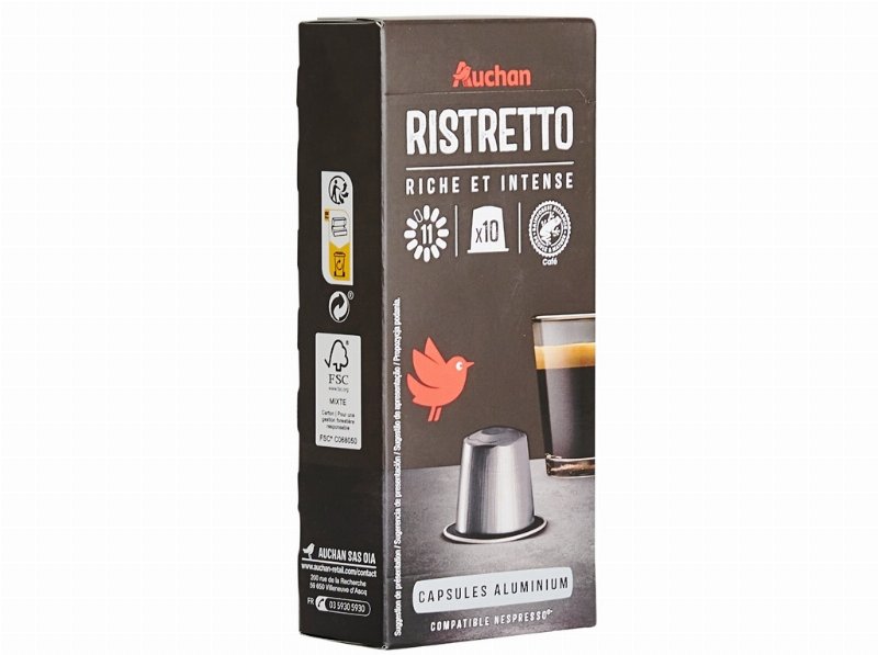 Cápsulas Auchan Café Nespresso Aluminio Ristretto 10Un