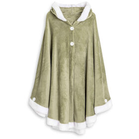 Manta Poncho Borreguito Com Capuz Verde Kasa