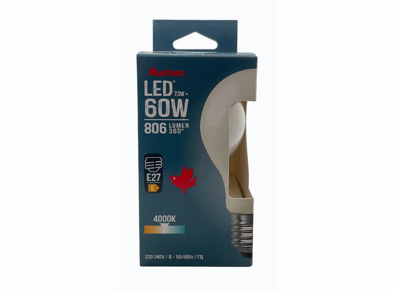 Lâmpada Led Standard Auchan E27 60W Luz Branca
