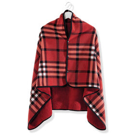 Manta Poncho 80X134Cm Xadrez Vermelho Kasa