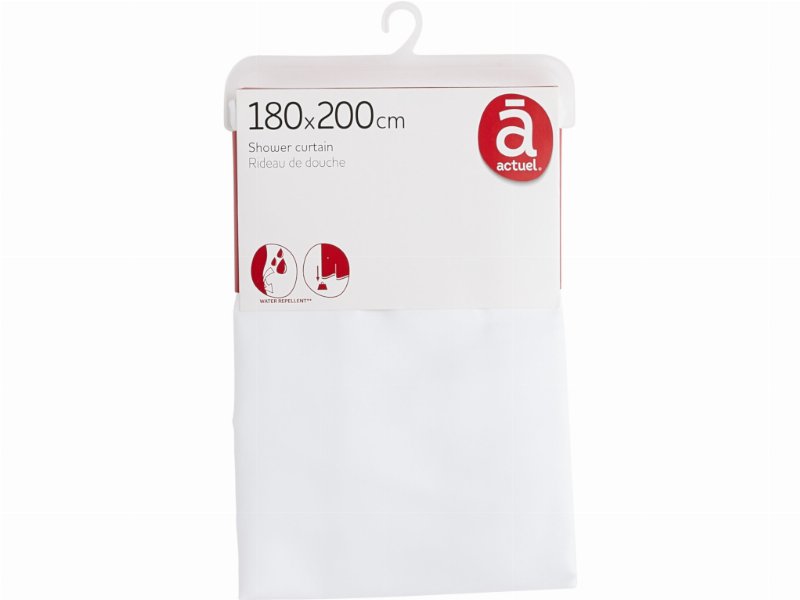Cortina Duche Sem Argolas Actuel Poliester Branco 180X200Cm