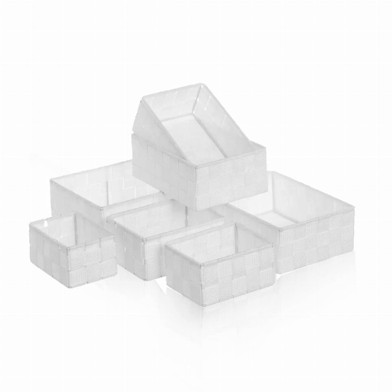 Hkh Conjunto 7 Cestas Arrumação Branco