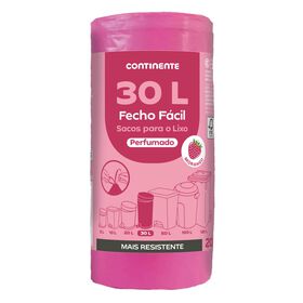 Sacos Lixo Fecho Fácil Perfumado Morango 30 Lt Continente 20 Un