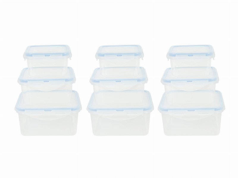 Conjunto De 9 Caixas Herméticas Actuel Azul 3X0.4+3X0.9+3X1.3 l