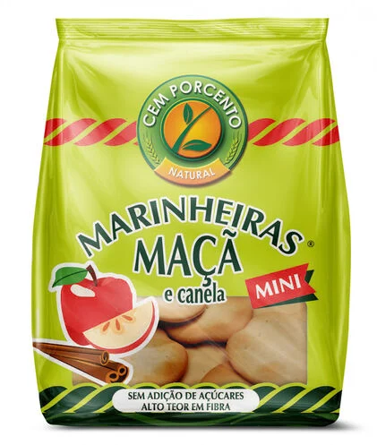 Bolachas Mini Marinheiras De Maçã E Canela Cem Porcento 0.05Kg
