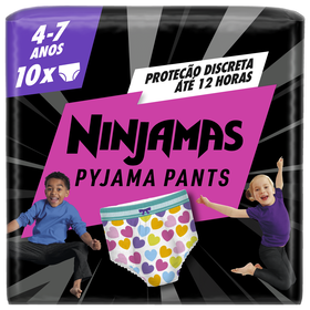Fraldas Cueca Ninjamas Coração 17-30 kg 4-7 Anos Dodot 10 Un
