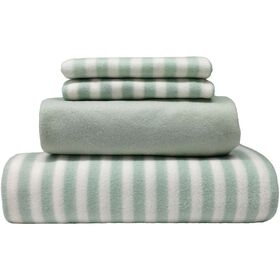 Conjunto De Lençóis Polares 270X230Cm Verde Riscas Kasa