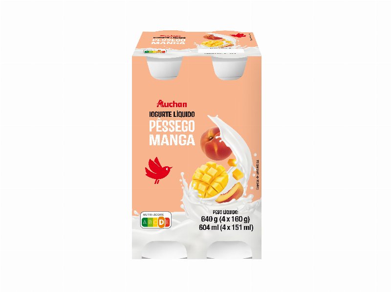 Iogurte Liquido Auchan Pêssego E Manga 4X160 g
