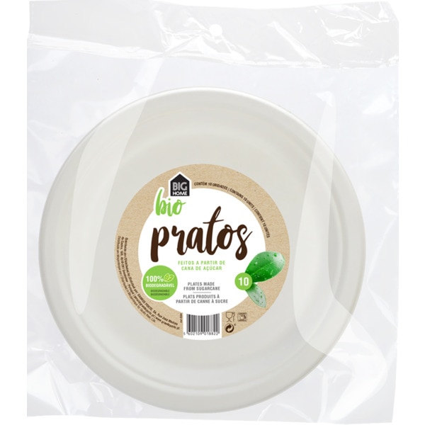 Pratos Biodegradável 10 unidades
