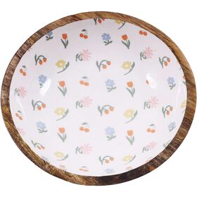 Taça Redonda 24Cm Flores Cru Kasa